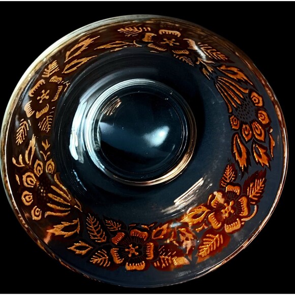 Georges Briard Small Glass Dip Bowl Flowers Gold Gilded Signed 5" Vintage MCM - Picture 8 of 10